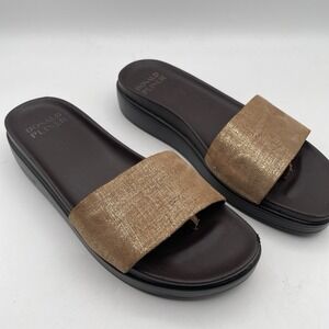 Donald Pliner Fiji Bronze Metallic Women's Leather Casual Wedge‎ Sandals Sz 9